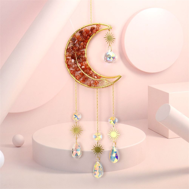 Hand wound crystal gravel dream catcher