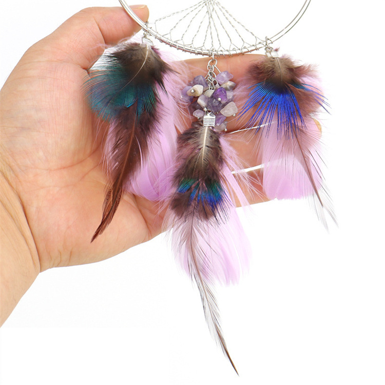 Hand wound crystal gravel dream catcher