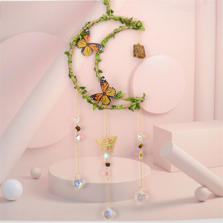Sun Catcher Wrapped Leaf Butterfly Pendant