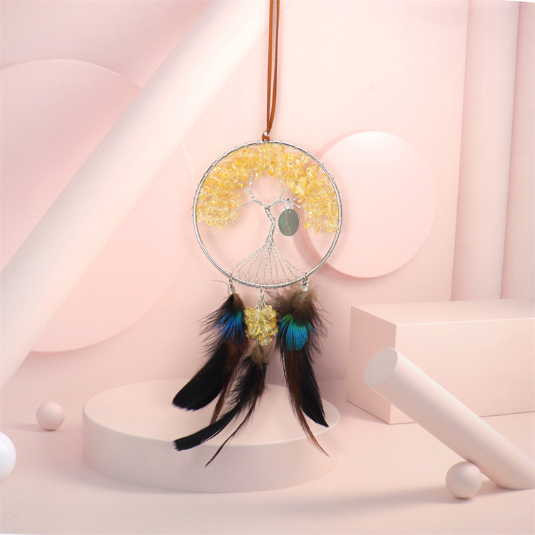 Hand wound crystal gravel dream catcher