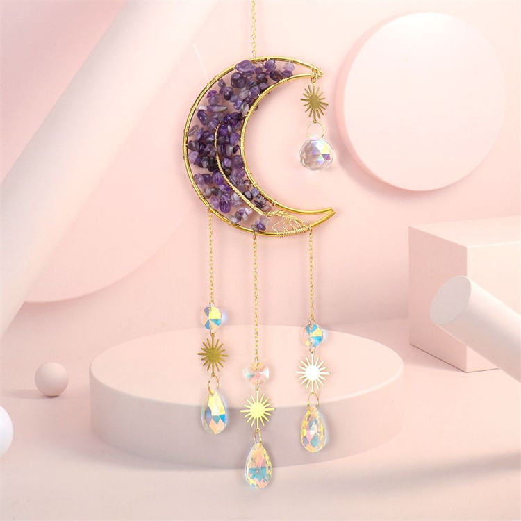 Hand wound crystal gravel dream catcher
