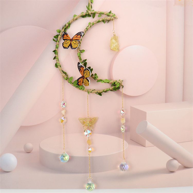 Sun Catcher Wrapped Leaf Butterfly Pendant