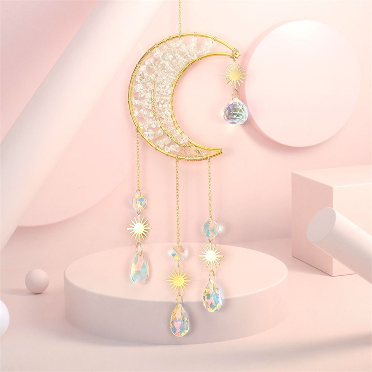 Hand wound crystal gravel dream catcher