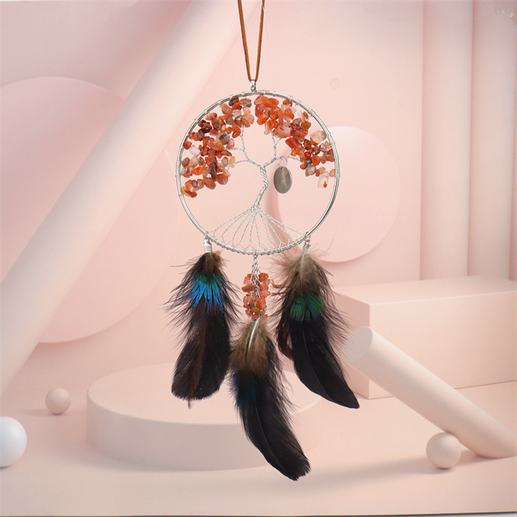 Hand wound crystal gravel dream catcher