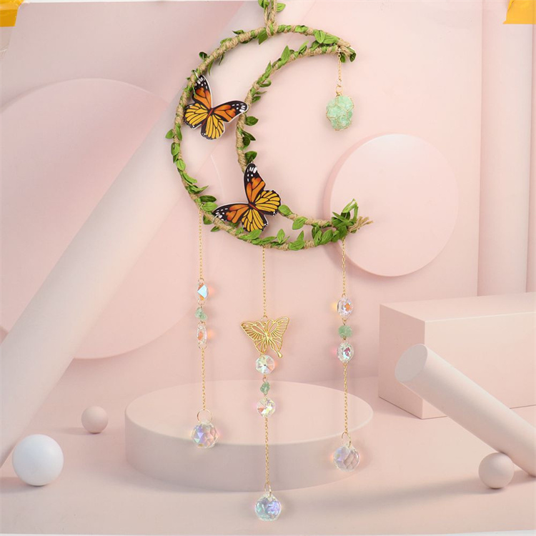 Sun Catcher Wrapped Leaf Butterfly Pendant