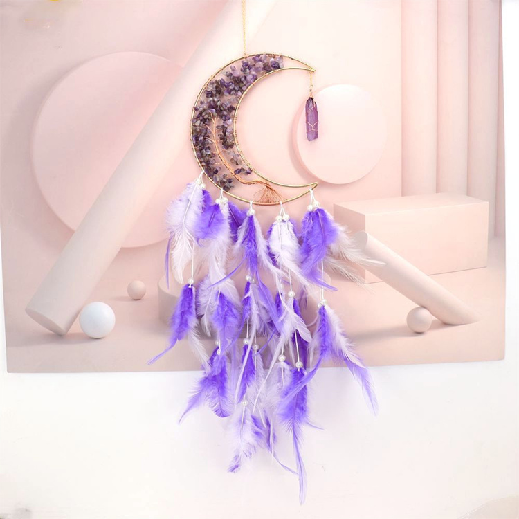 Hand wound crystal gravel dream catcher