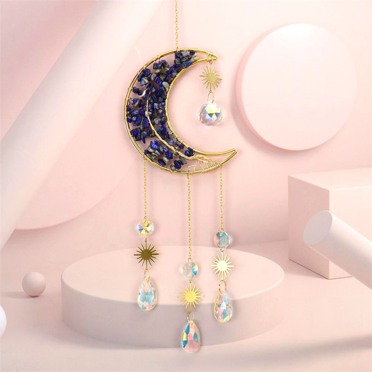 Hand wound crystal gravel dream catcher