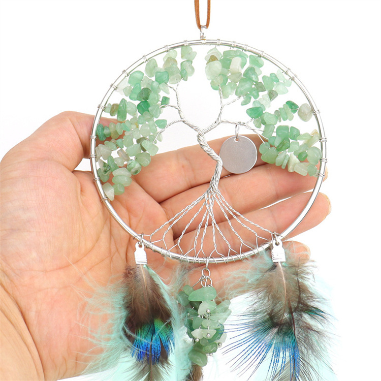Hand wound crystal gravel dream catcher