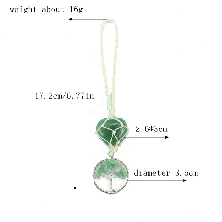 Natural crystal heart-shaped woven pendant