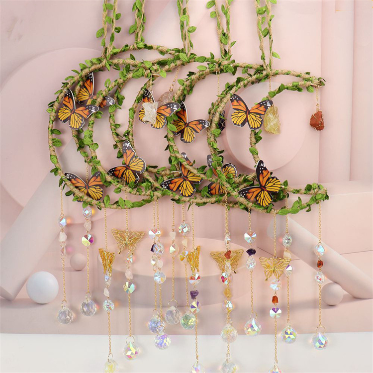 Sun Catcher Wrapped Leaf Butterfly Pendant