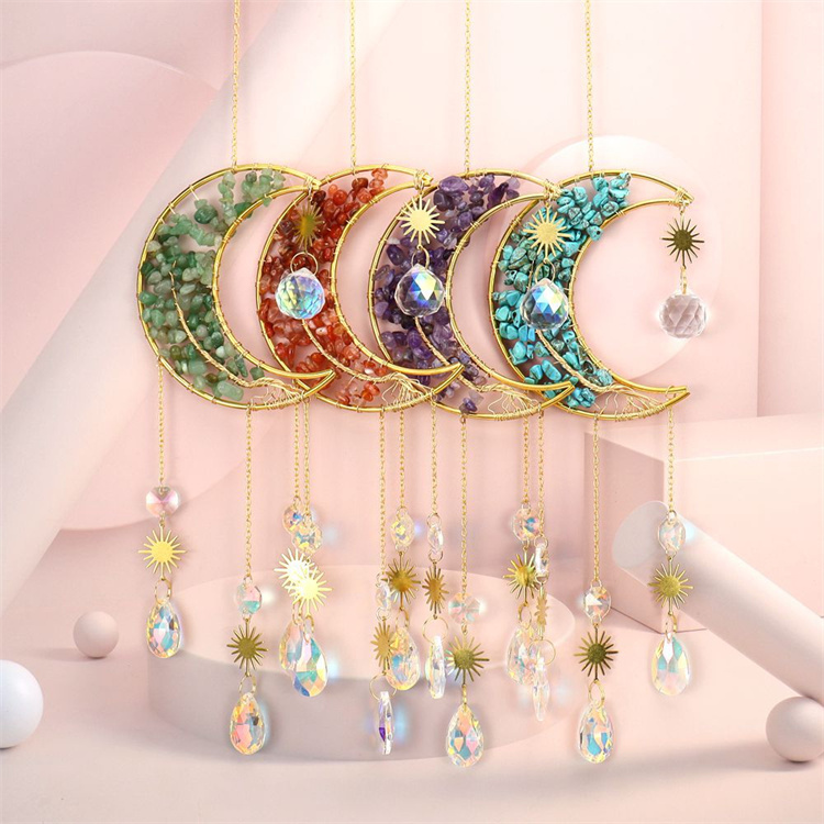 Hand wound crystal gravel dream catcher