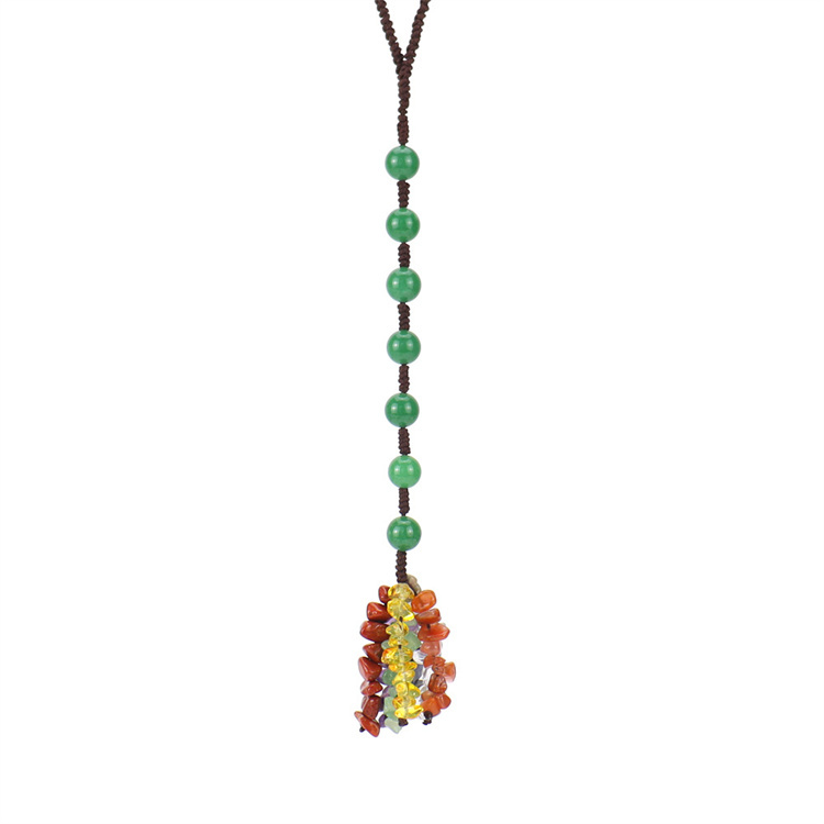 Seven color round bead natural stone woven car hanging