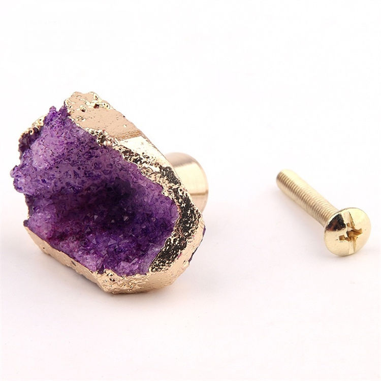 Natural crystal tooth drawer handle