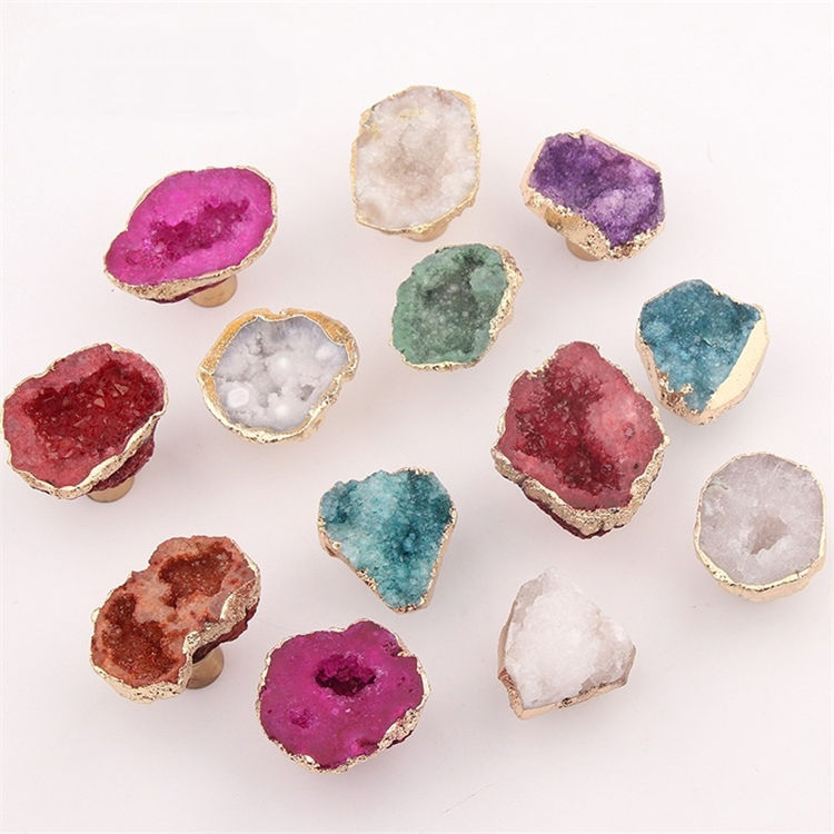 Natural crystal tooth drawer handle