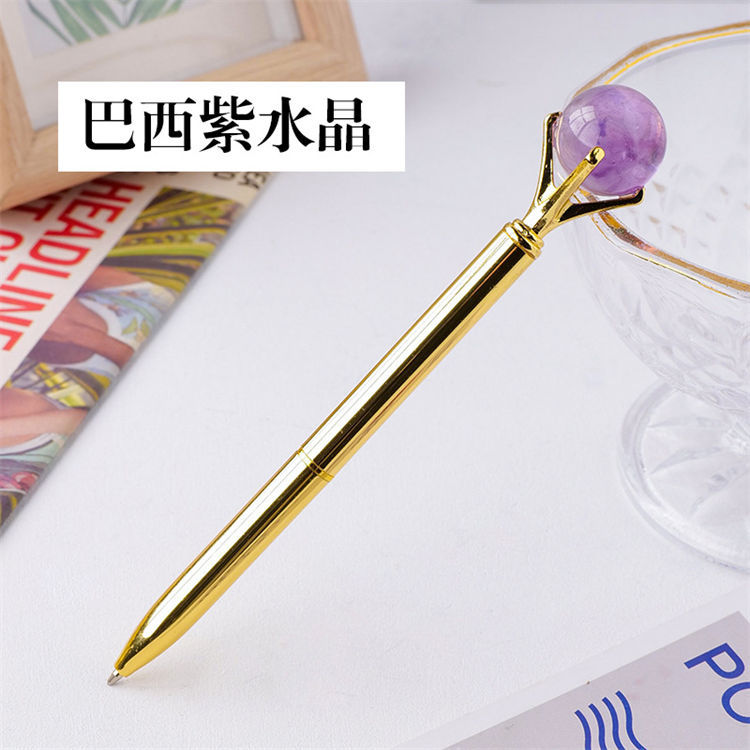 Natural crystal ball pen