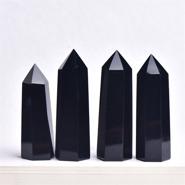 natural obsidian crystal column