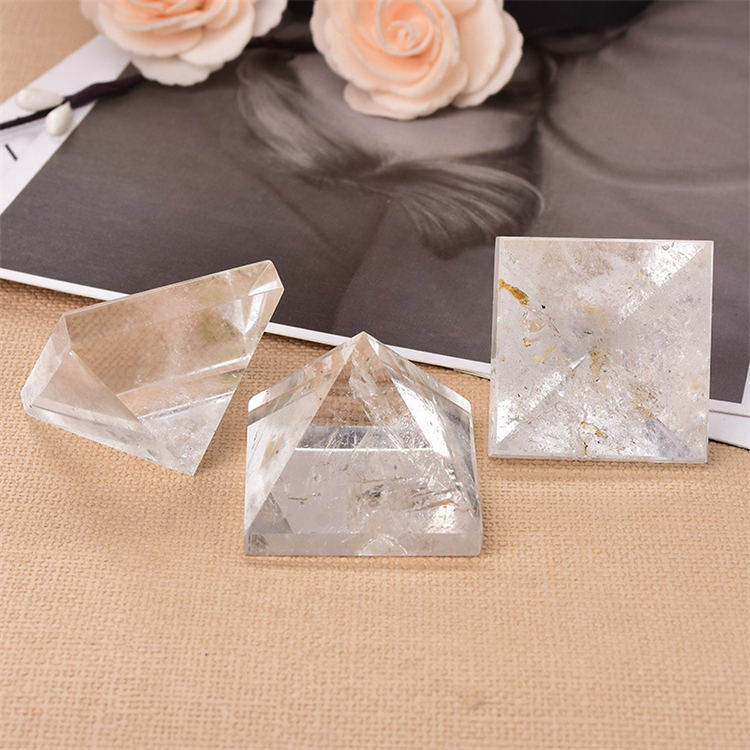 Natural clear quartz pyramid