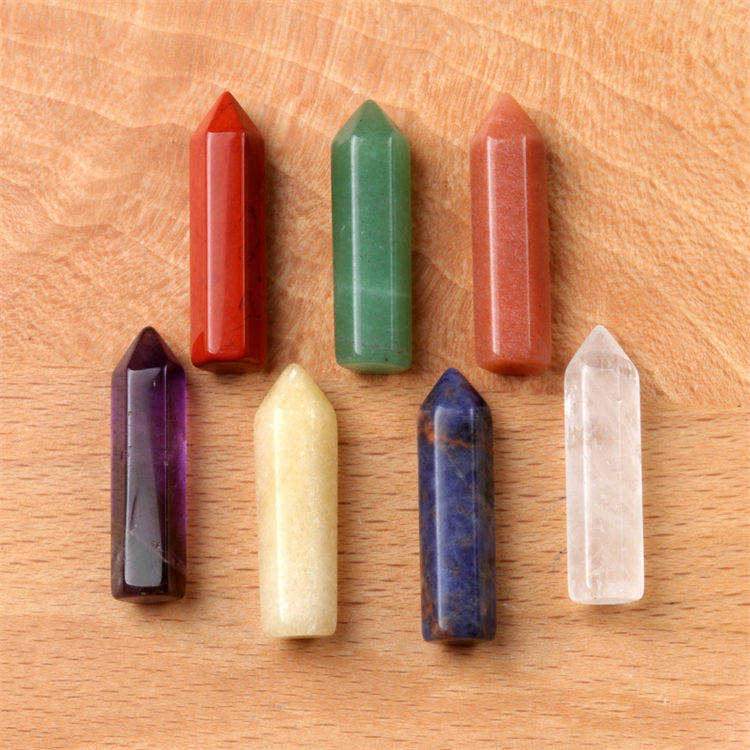 Natural crystal colorful hexagonal column set