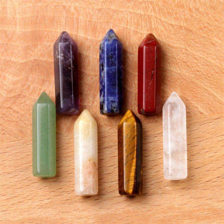 Natural crystal colorful hexagonal column set