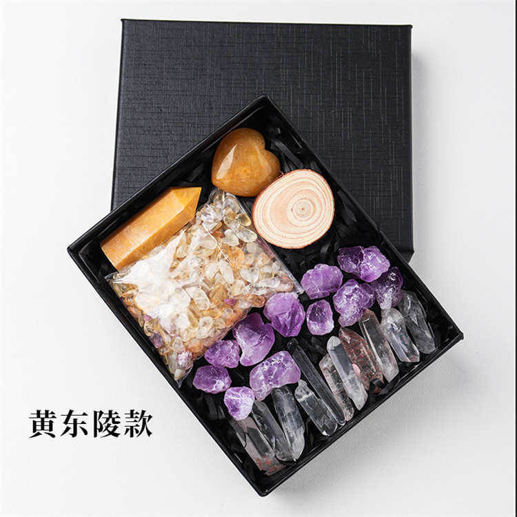 Natural crystal rough stone gravel set box