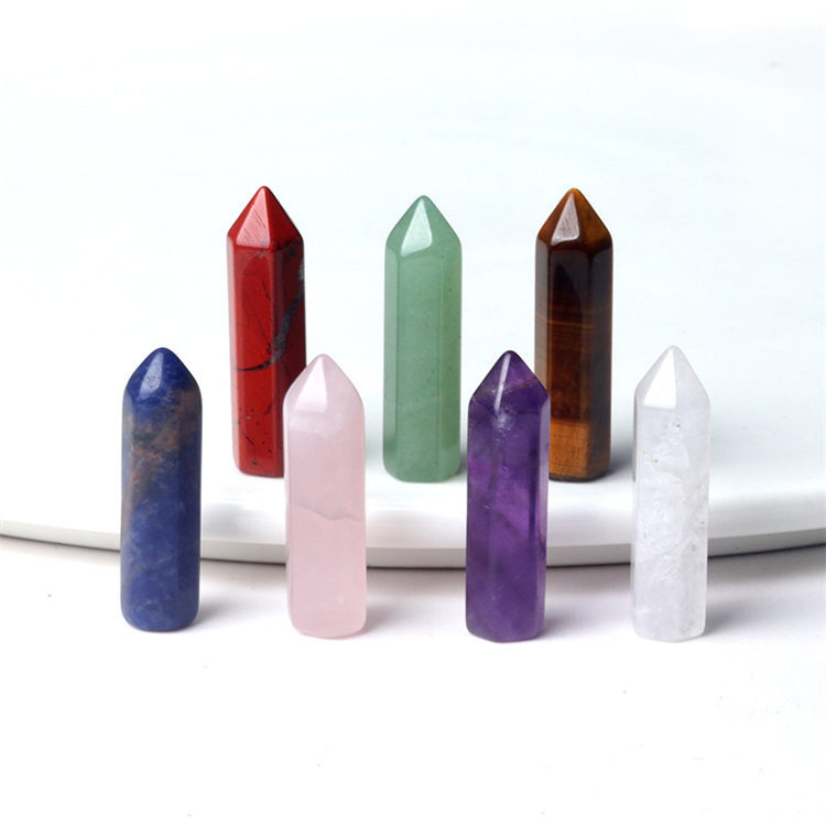 Natural crystal colorful hexagonal column set