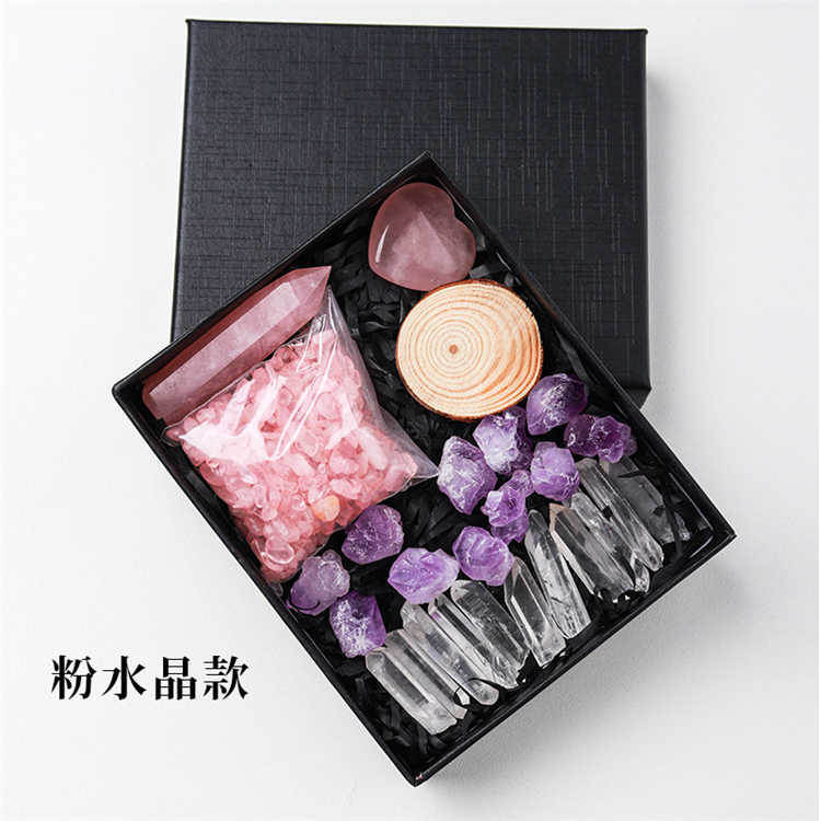 Natural crystal rough stone gravel set box