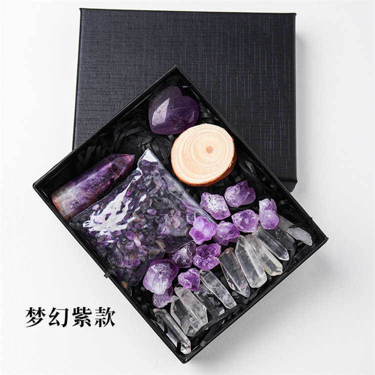 Natural crystal rough stone gravel set box