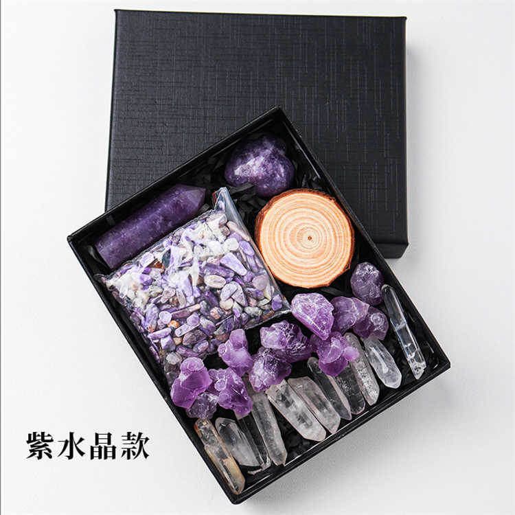 Natural crystal rough stone gravel set box