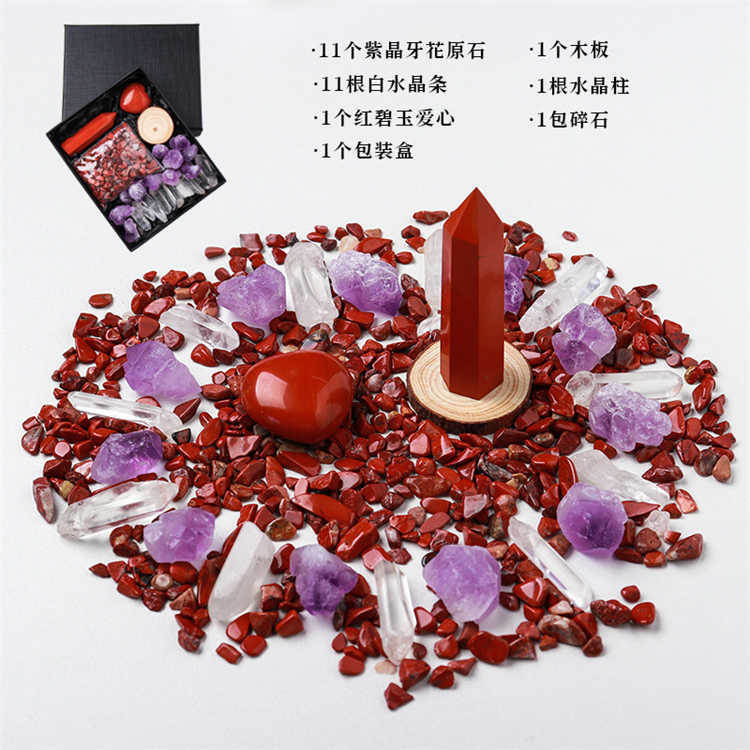 Natural crystal rough stone gravel set box