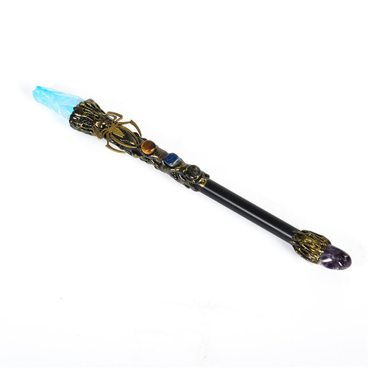 Natural crystal spider magic wand