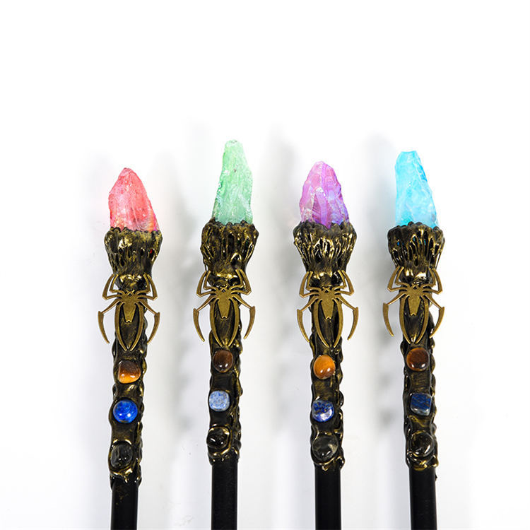 Natural crystal spider magic wand