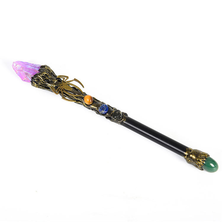 Natural crystal spider magic wand