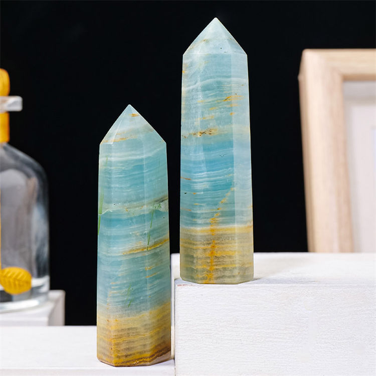 Natural blue calcite Hexagonal Prism