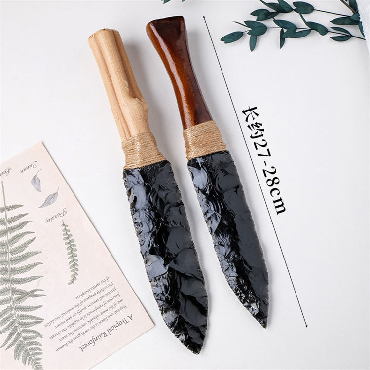 Natural crystal obsidian dagger