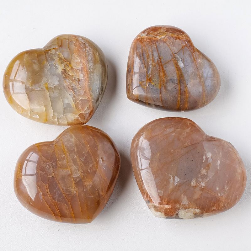 Natural Orange Moonlight Sunstone heart