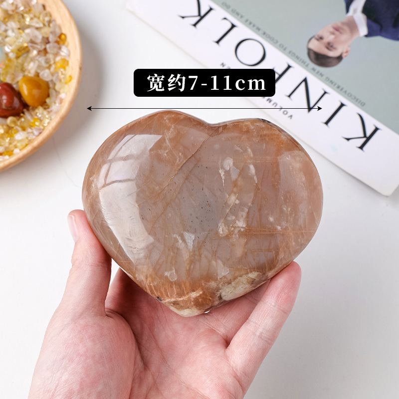 Natural Orange Moonlight Sunstone heart