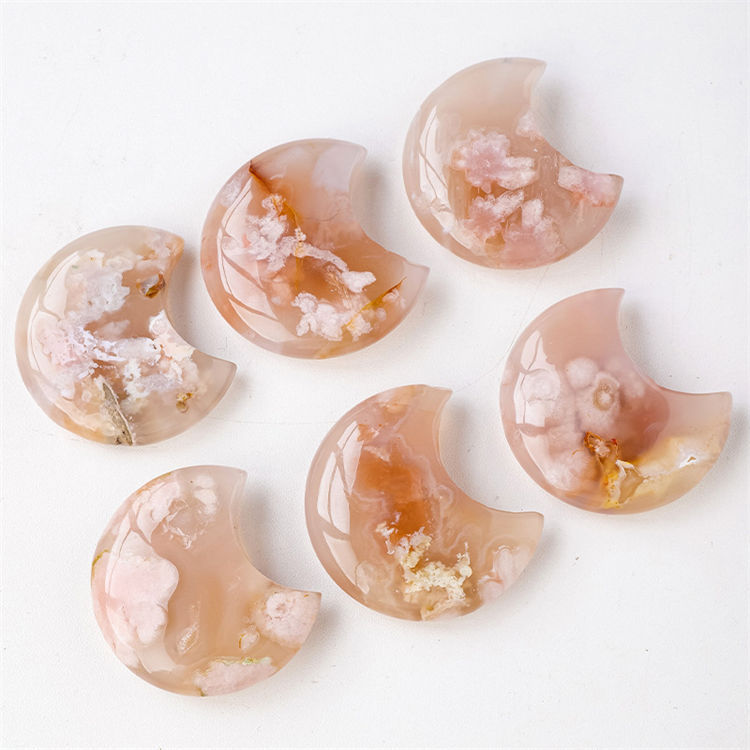 Natural crystal cherry blossom agate moon