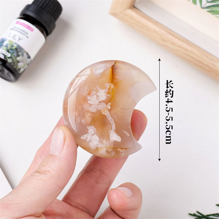 Natural crystal cherry blossom agate moon