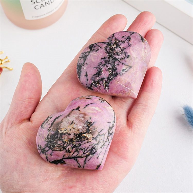 Natural rhodonite  heart