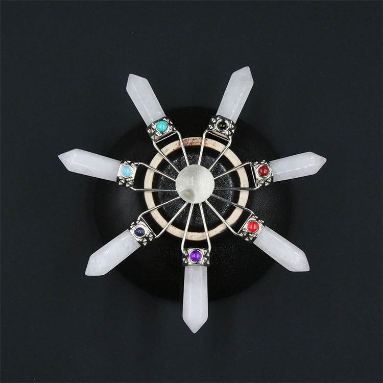 Natural crystal colorful stone hexagonal column combination