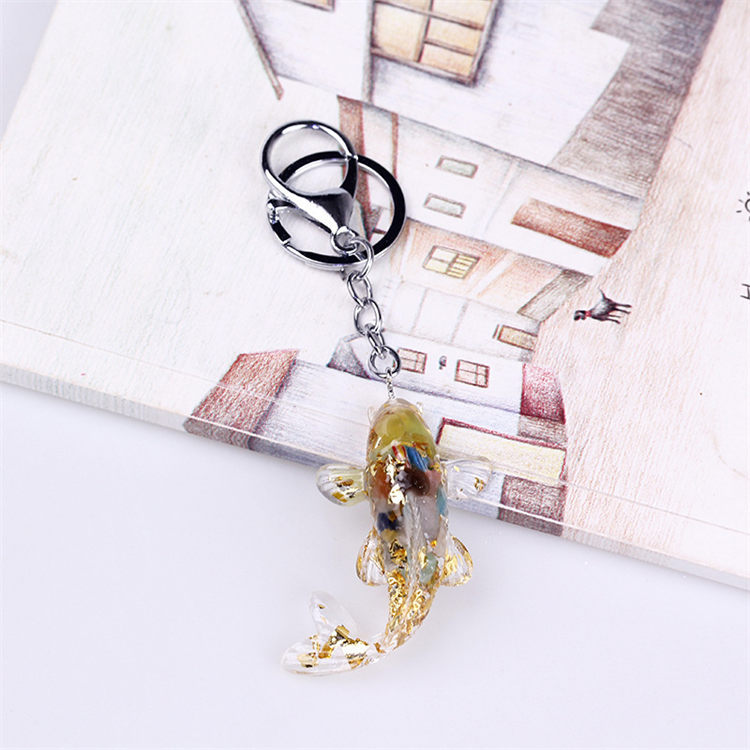 Natural Stone Chips Resin glue fish keychain