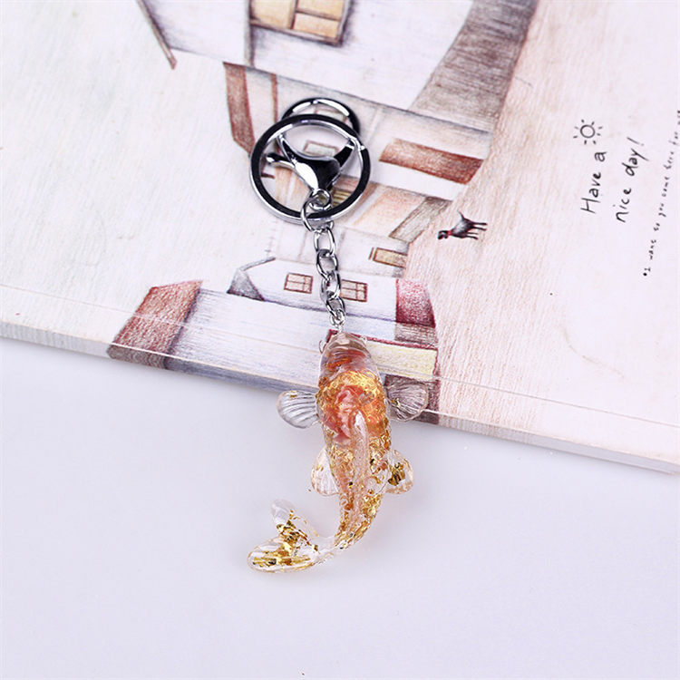 Natural Stone Chips Resin glue fish keychain