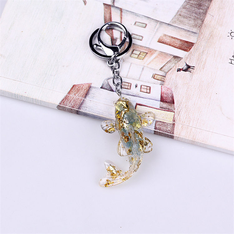 Natural Stone Chips Resin glue fish keychain