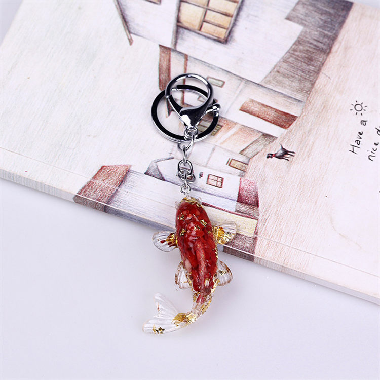 Natural Stone Chips Resin glue fish keychain