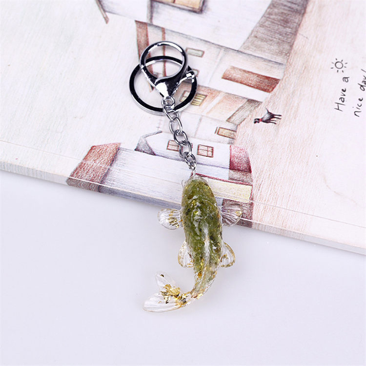 Natural Stone Chips Resin glue fish keychain