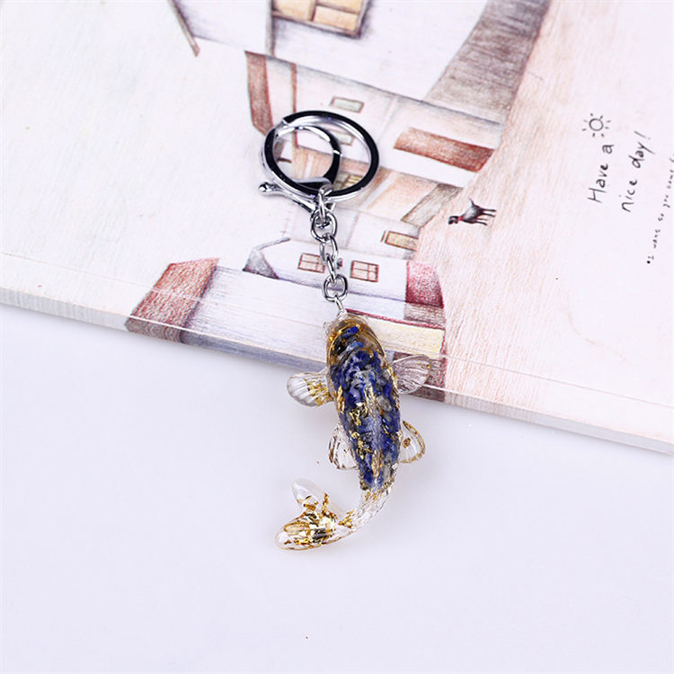 Natural Stone Chips Resin glue fish keychain