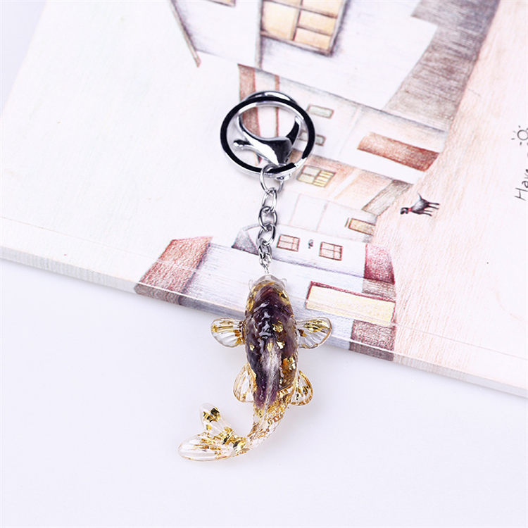 Natural Stone Chips Resin glue fish keychain