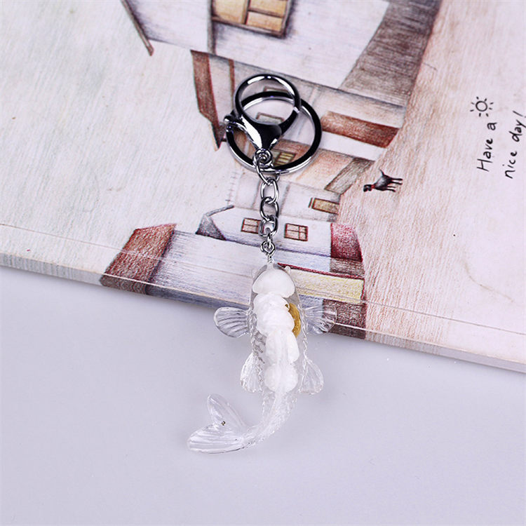 Natural Stone Chips Resin glue fish keychain