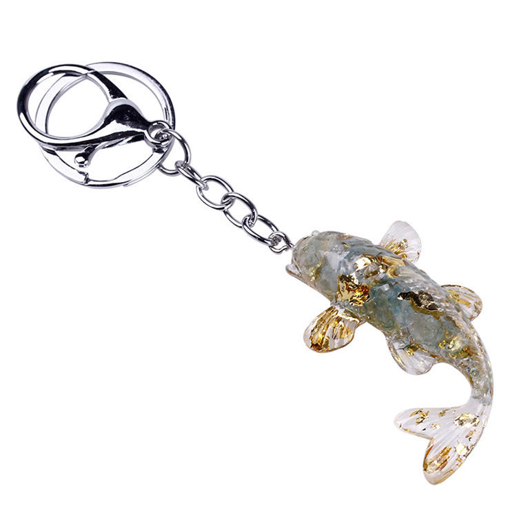 Natural Stone Chips Resin glue fish keychain