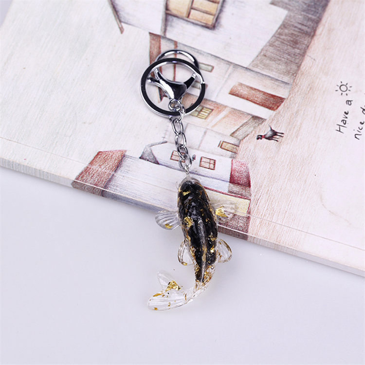Natural Stone Chips Resin glue fish keychain